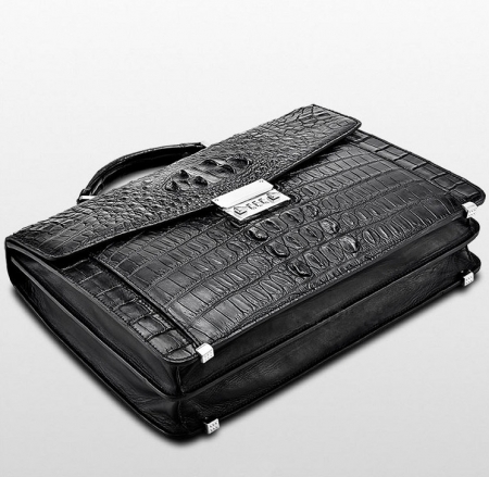 Large Genuine Crocodile Briefcase, Luxury Crocodile Business Bag for Men-Bottom