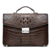 Large Genuine Crocodile Briefcase, Luxury Crocodile Business Bag for Men-Brown