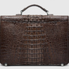 Large Genuine Crocodile Briefcase, Luxury Crocodile Business Bag for Men-Brown-Back