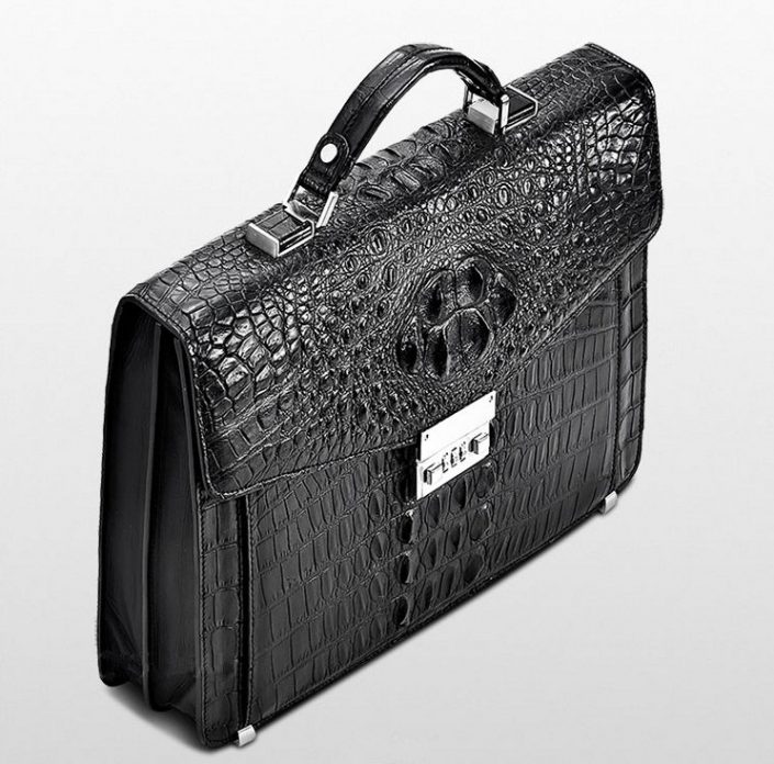 Large Genuine Crocodile Briefcase, Luxury Crocodile Business Bag for Men