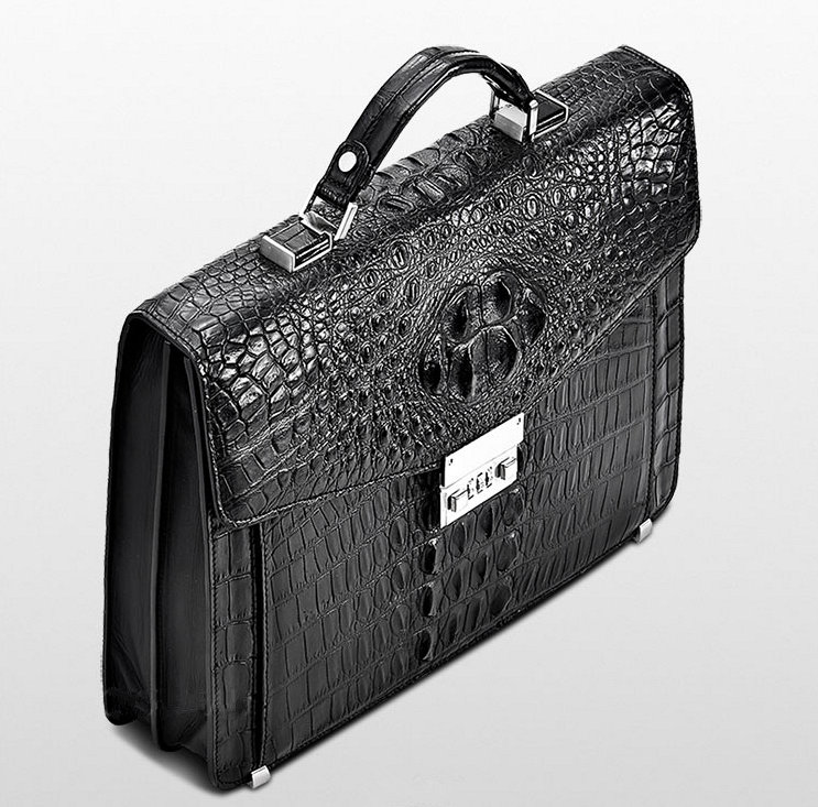 Genuine Crocodile Briefcase, Crocodile Business Bag for Men