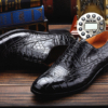 Men's Alligator Classic Modern Oxford Wing-Tip Lace Dress Shoes-Exhibition