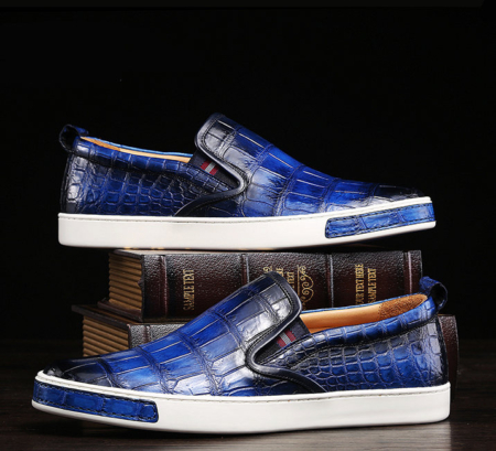 Mens Casual Slip-On Fashion Alligator Sneakers - Blue-Exhibition