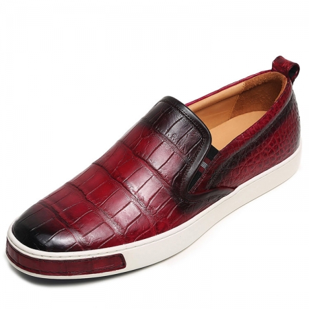 Mens Casual Slip-On Fashion Alligator Sneakers - Wine Red
