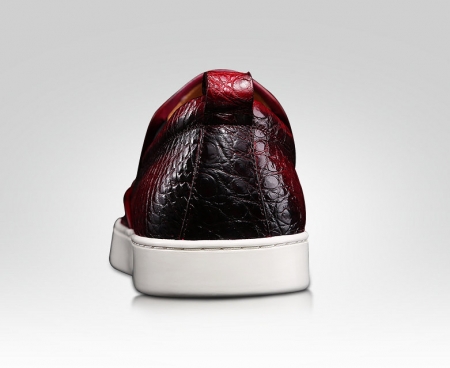 Mens Casual Slip-On Fashion Alligator Sneakers - Wine Red-Heel