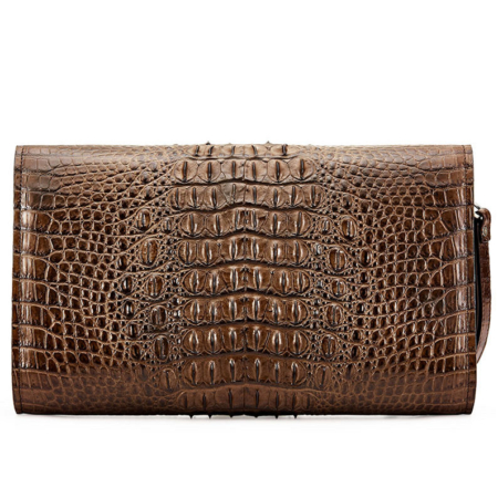 Men's Genuine Crocodile Wallet, Crocodile Envelope Flap Briefcase Purse Clutch Bag-Back