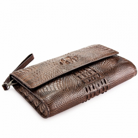 Men's Genuine Crocodile Wallet, Crocodile Envelope Flap Briefcase Purse Clutch Bag-Details