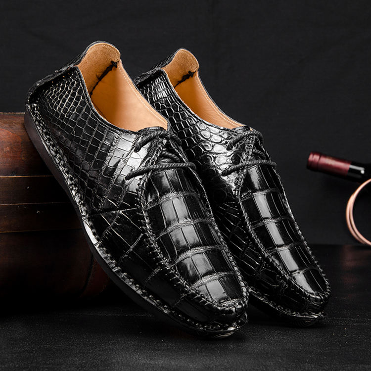 Men’s Casual Shoes 2018-Black Alligator Shoes