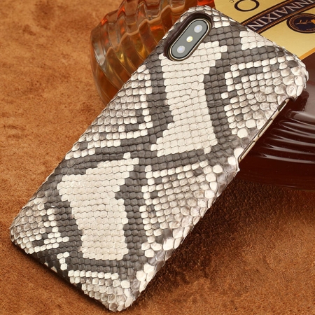 Snakeskin iPhone XS Max, XS, X Case-Python Back Skin-White