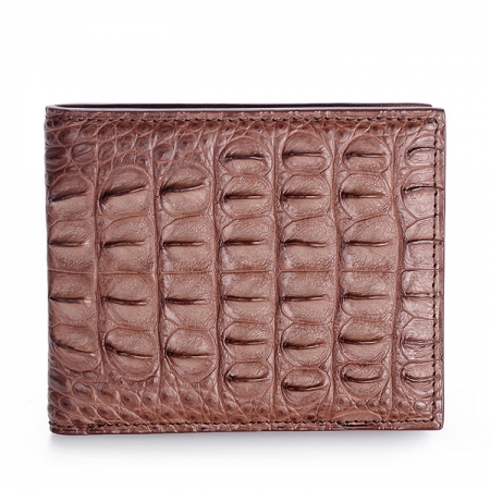 Authentic Crocodile Backbone Skin Bifold Wallet-Brown