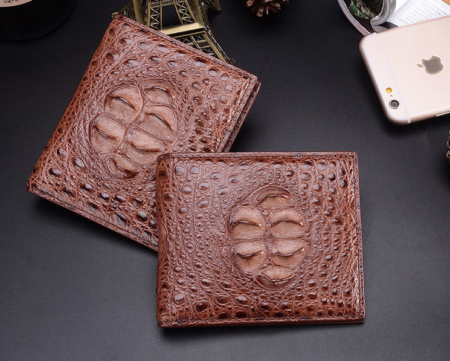 Crocodile Hornback Skin Wallet for Men-Brown-Exhibition