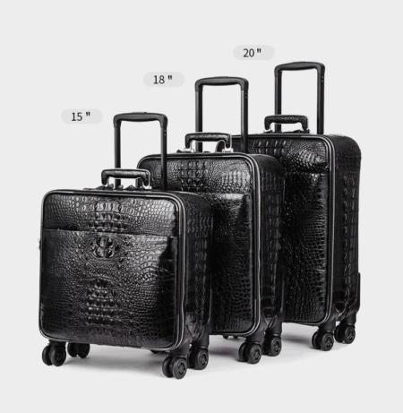 Crocodile Leather Luggage Bag Business Trolley Travel Bag-Size