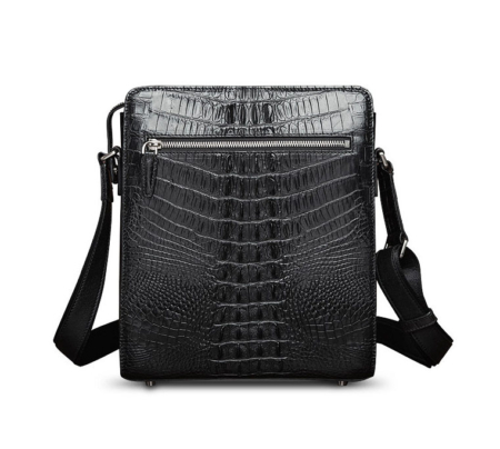 Crocodile Leather Messenger Bag Shoulder Bag Crossbody Bag-Back