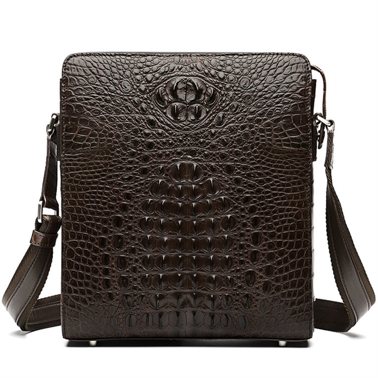 Reggenza Men's Crocodile Leather Scaly Crossbody Bag