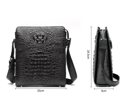 Crocodile Leather Messenger Bag Shoulder Bag Crossbody Bag-Size