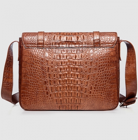 Crocodile Leather Satchel Briefcase Messenger Bag Laptop Bag-Back