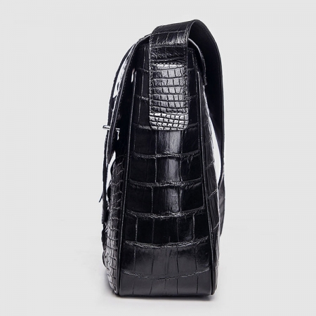 Crocodile Leather Satchel Briefcase Messenger Bag Laptop Bag-Black-Side