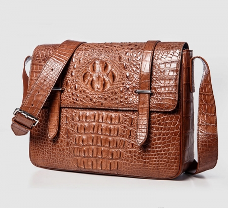 Crocodile Leather Satchel Briefcase Messenger Bag Laptop Bag-Front