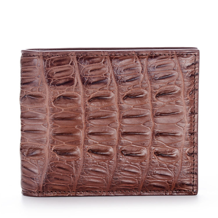 Crocodile Tail Skin Wallet, Vintage Crocodile Bifold Wallet-Brown