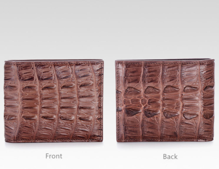 Crocodile Tail Skin Wallet, Vintage Crocodile Bifold Wallet-Brown Details