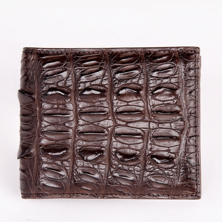 Crocodile Tail Skin Wallet, Vintage Crocodile Bifold Wallet-Dark Brown
