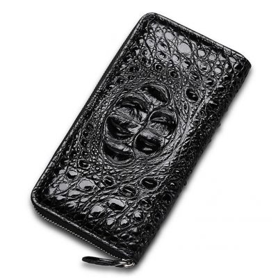 Crocodile Zip Around Long Wallet for Men, Travel Card Holder Phone Wallet