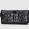 Crocodile Zip Around Long Wallet for Men, Travel Card Holder Phone Wallet-Back