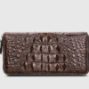 Crocodile Zip Around Long Wallet for Men, Travel Card Holder Phone Wallet-Brown-Back