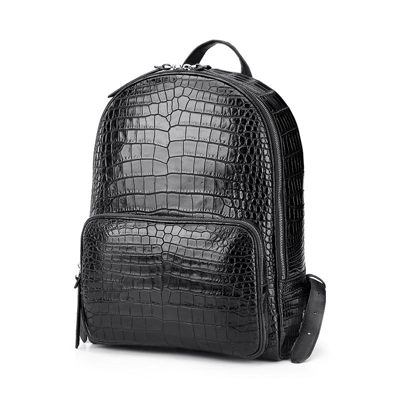 Genuine Crocodile Leather Skin Backpack Shoulder Travel Bag White 