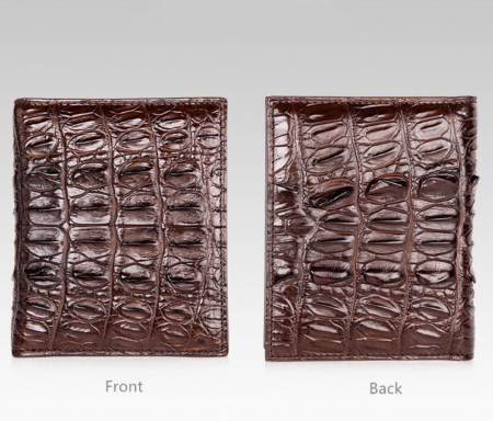 Genuine Crocodile Tail Skin Wallet, Unique Crocodile Leather Wallet for Men-Dark Brown-Details