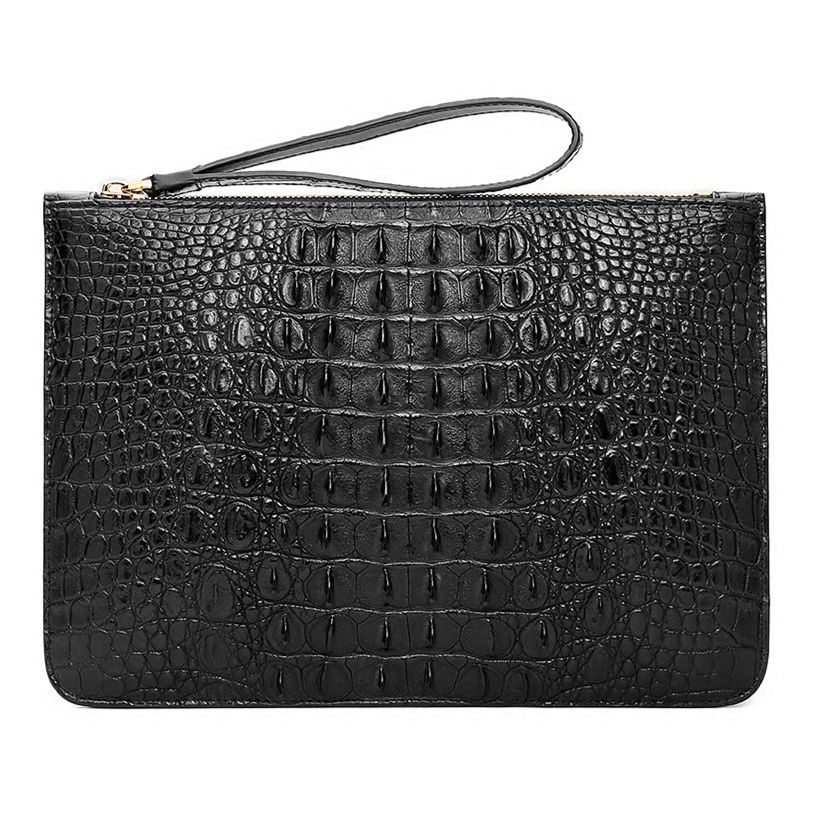 Large Stylish Crocodile Clutch Wallet, Envelope Flap Briefcase Purse Clutch Bag