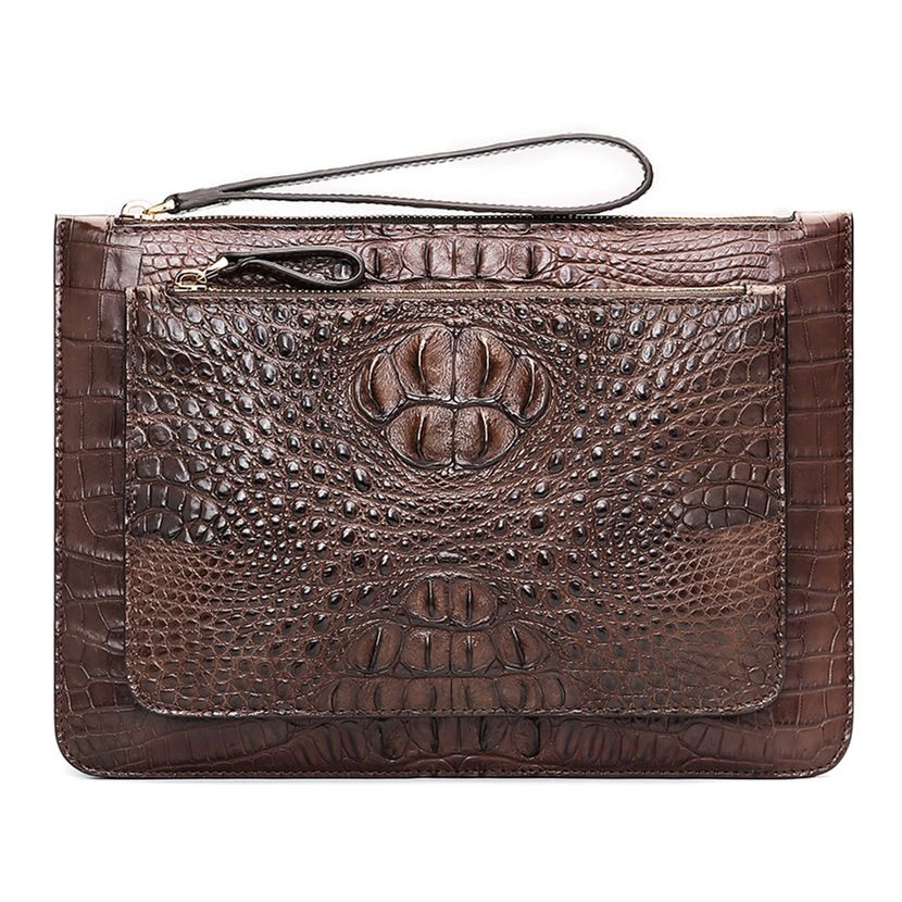 Large Stylish Crocodile Clutch Wallet, Envelope Flap Briefcase Purse Clutch Bag