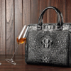 Luxury Crocodile Business Briefcase, Casual Crocodile Briefcase for Men-Black-Exhibition