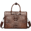 Luxury Crocodile Business Briefcase, Casual Crocodile Briefcase for Men-Brown