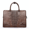 Luxury Crocodile Business Briefcase, Casual Crocodile Briefcase for Men-Brown-Back