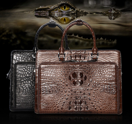 Luxury Crocodile Business Briefcase, Casual Crocodile Briefcase for Men-Exhibition