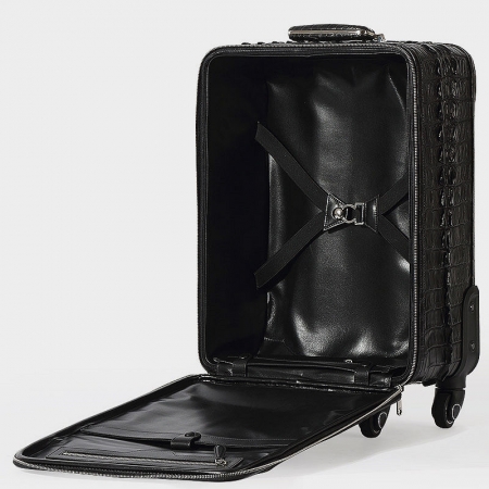 Luxury Genuine Crocodile Leather Luggage Bag Business Trolley Travel Bag-Inside