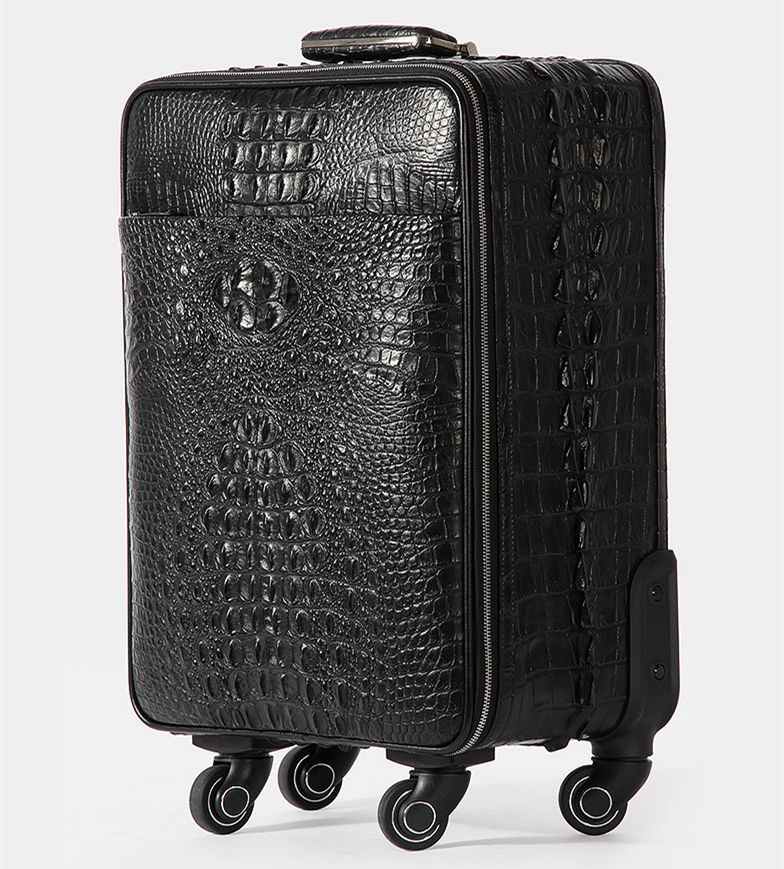 Leather suitcase - Black alligator