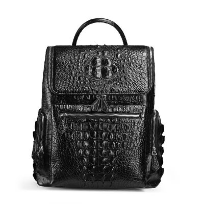 100% genuine real crocodile belly skin backpack bag matt water dyeing  crocodile skin high end quality fashion backpack bag black