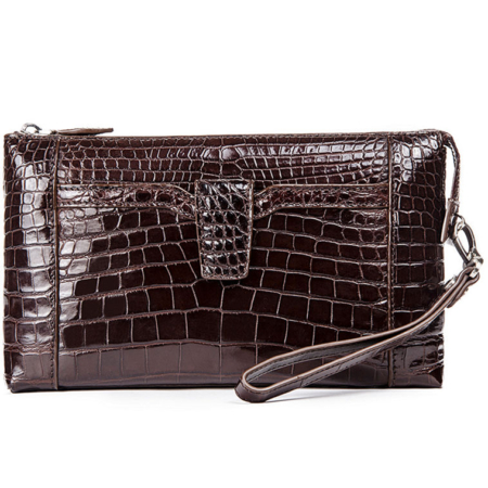 Men Alligator Clutch Wallet Business Purse-BrownMen Alligator Clutch Wallet Business Purse-Brown