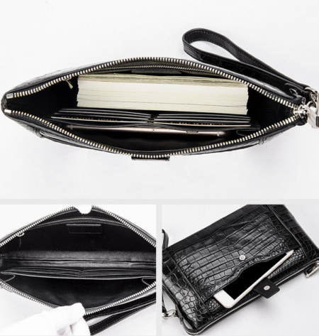 Men Alligator Clutch Wallet Business Zipper Long Card Holder Phone Purse-Inside