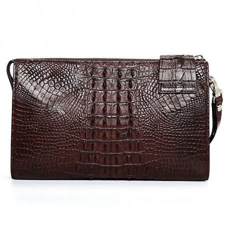 Men’s Business Crocodile Clutch Bag, Stylish Crocodile Clutch Wallet-Brown-Back