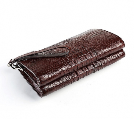 Men’s Business Crocodile Clutch Bag, Stylish Crocodile Clutch Wallet-Brown-Bottom