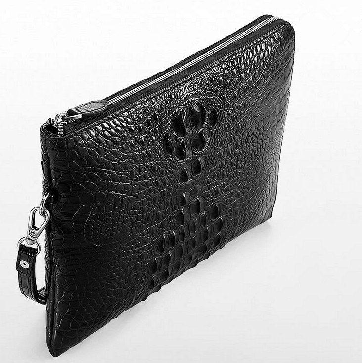 Premium Crocodile Leather Clutch Wallet With Wrist Strap