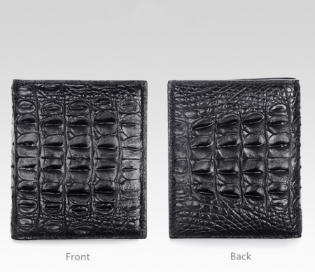 Stylish Crocodile Backbone Skin Bifold Wallet-Black-Details