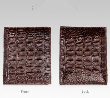 Stylish Crocodile Backbone Skin Bifold Wallet-Dark Brown-Details