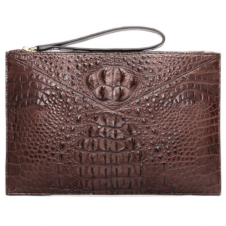 Stylish Crocodile Clutch Bag, Crocodile Clutch Wristlet Wallet for Men-Brown