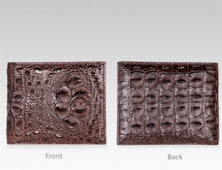 Unique Genuine Crocodile Hornback Skin Wallet for Men-Dark Brown-Details