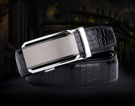 Alligator Belt with Automatic Buckle-Black