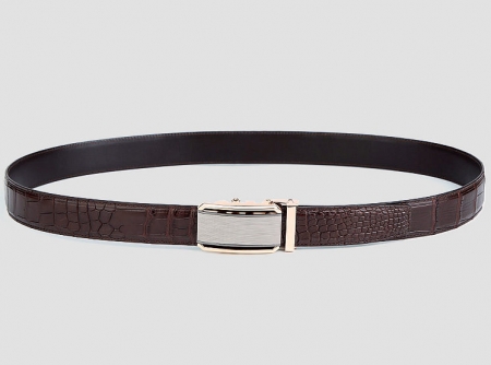 Alligator Belt with Automatic Buckle-Brown-2